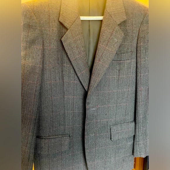 Vintage Holland and Sherry grey and red plaid sport coat - Picture 4 of 6